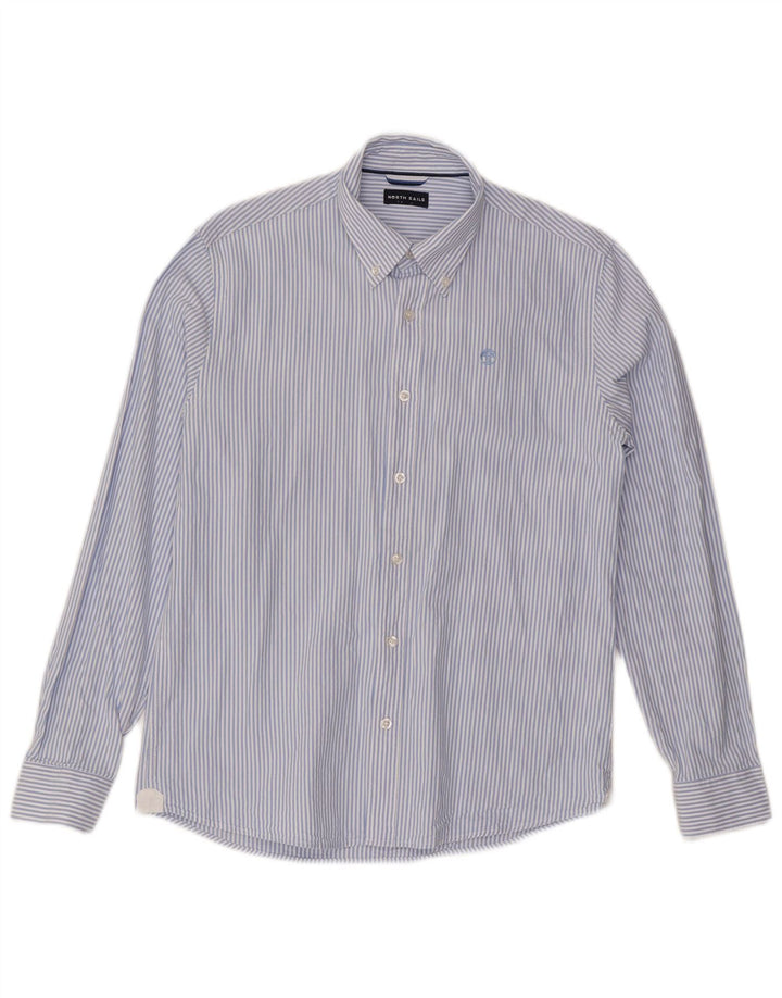 Camisa masculina North Sails pequena listrada azul de algodão