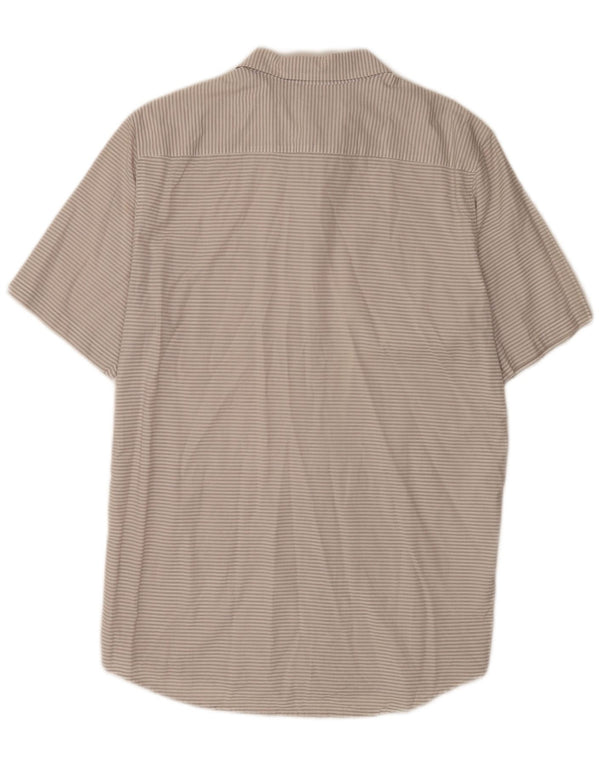 Camisa masculina de manga curta Quiksilver grande algodão listrado cinza