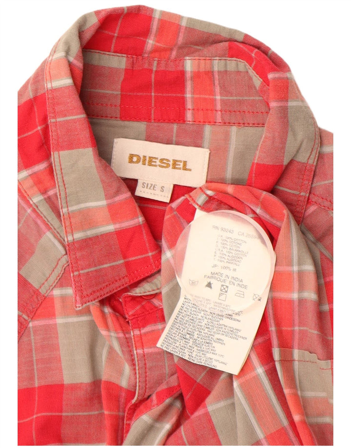 Camisa masculina DIESEL pequena xadrez vermelha de algodão