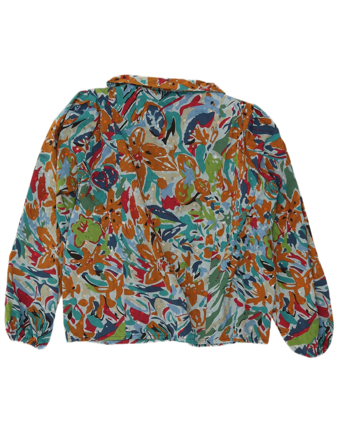 Blusa feminina VINTAGE com gravata frontal UK 20 2XL floral multicolorida