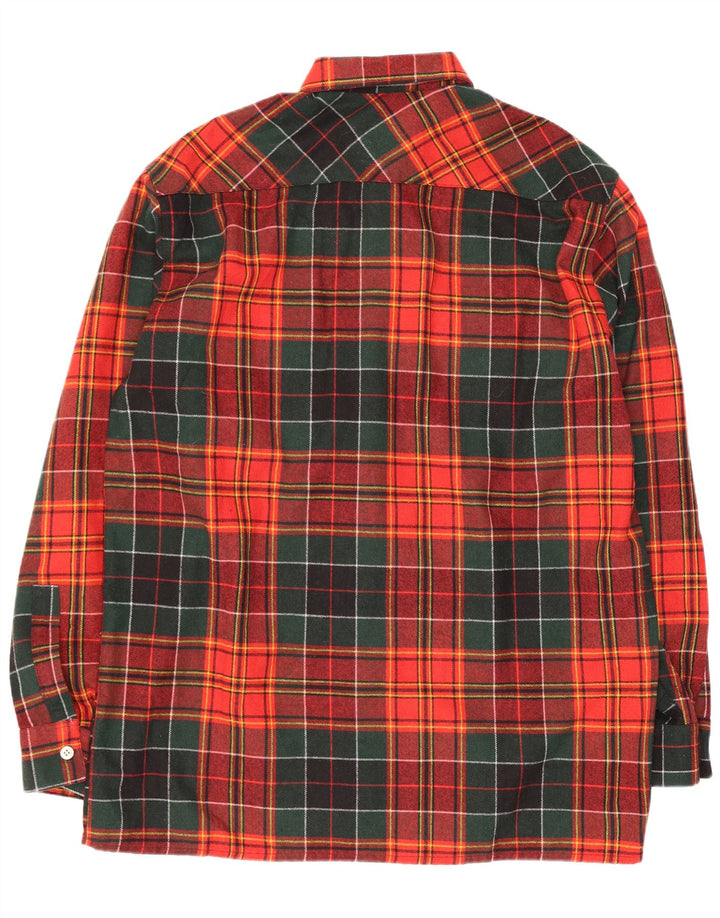 Camiseta masculina vintage de flanela tamanho 43 grande lã xadrez vermelha