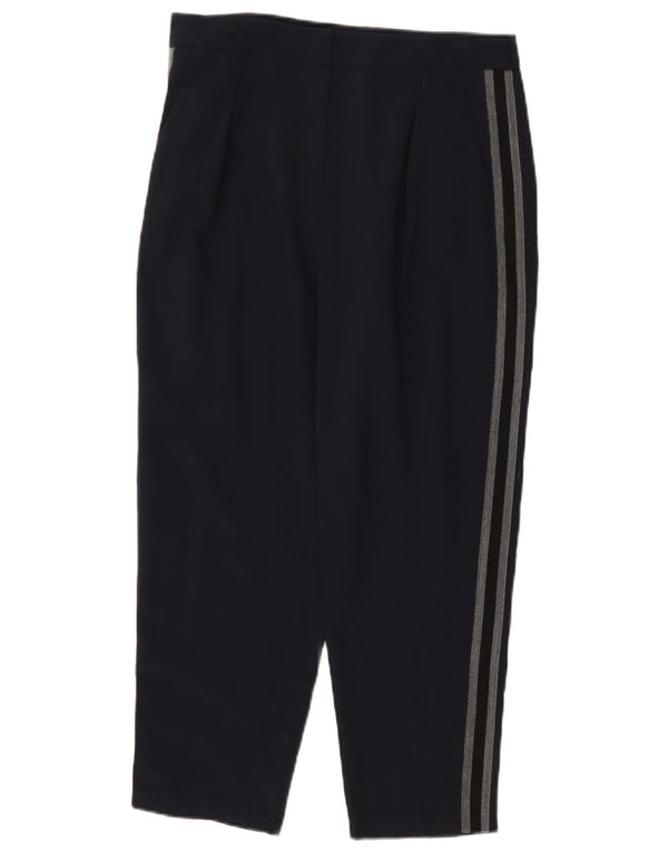 Calça feminina Topshop cintura alta cortada Reino Unido 12 médio W32 L23 azul marinho