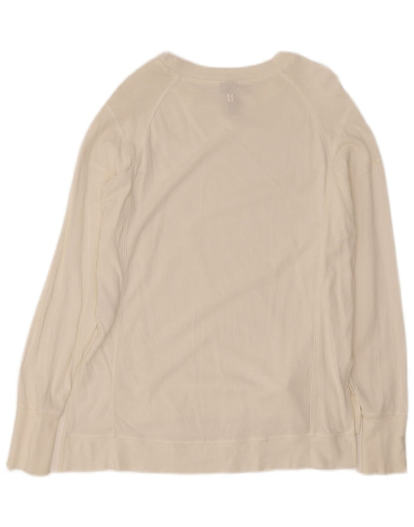 Sweaty Betty feminino oversized manga comprida UK 6 XS algodão branco