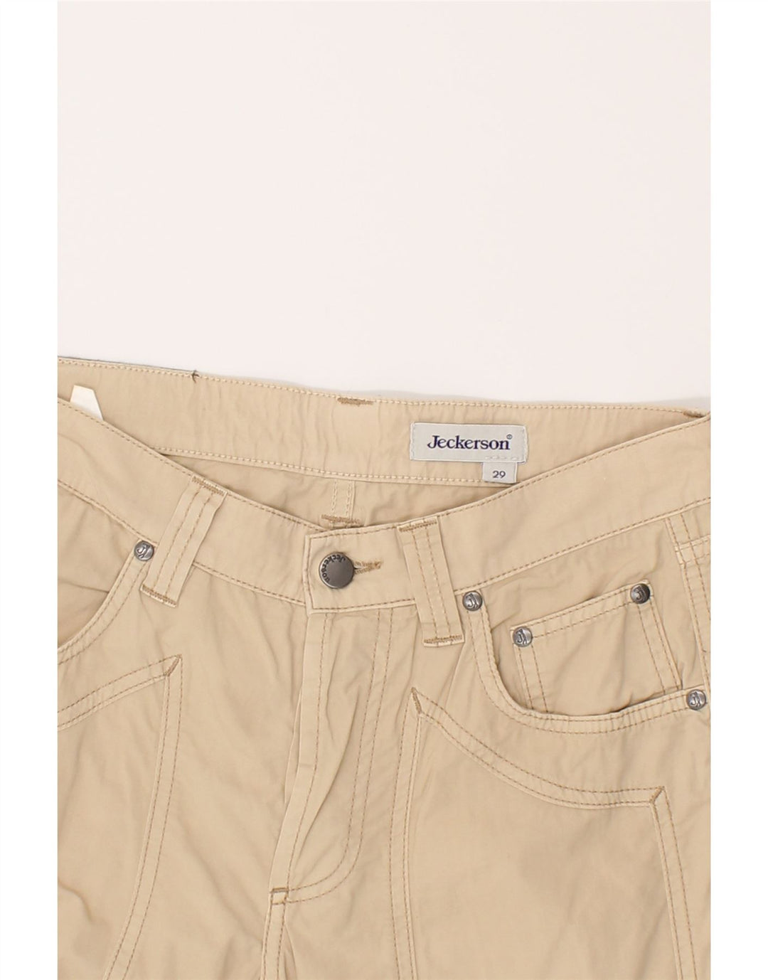 JECKERSON Womens Straight Casual Trousers W29 L32 Beige Cotton Vintage Jeckerson and Second-Hand Jeckerson from Messina Hembry 