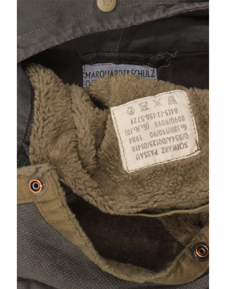 Jaqueta Parka masculina vintage com capuz UK 38 cinza médio