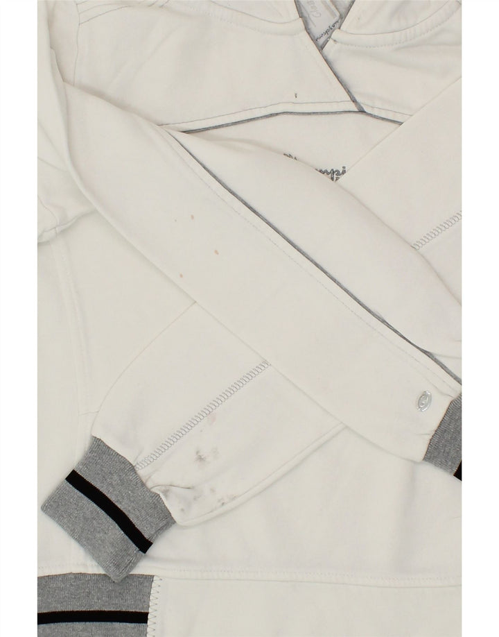 CHAMPION Womens Crop Hoodie Jumper UK 14 Medium White Cotton Vintage Champion and Second-Hand Champion from Messina Hembry 