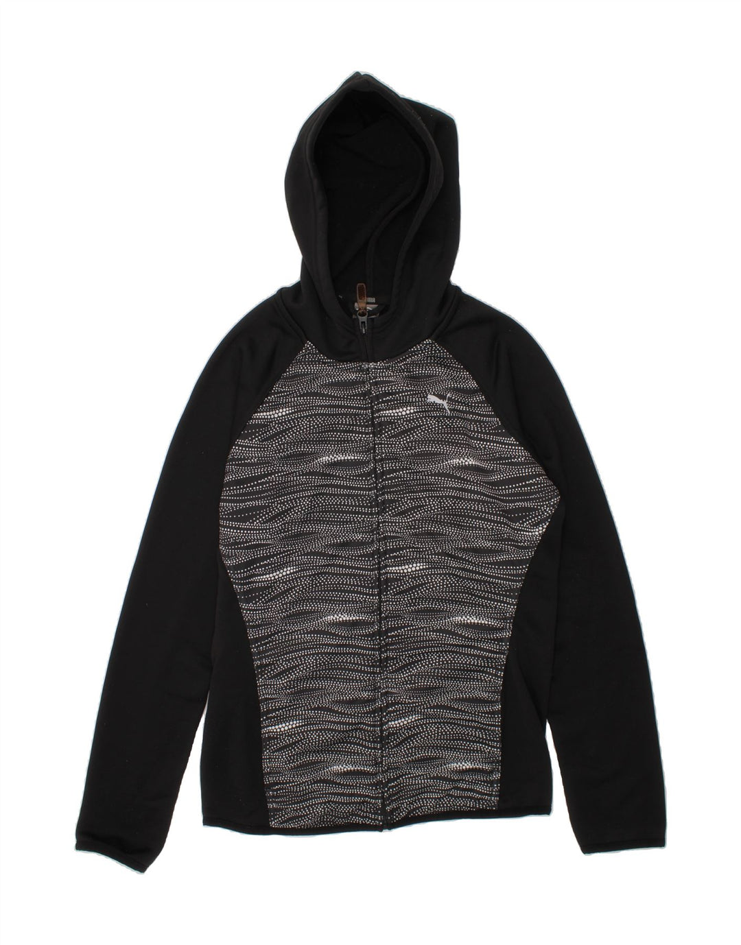 PUMA Girls Zip Hoodie Sweater 13-14 Years Black Flecked Vintage Puma and Second-Hand Puma from Messina Hembry 
