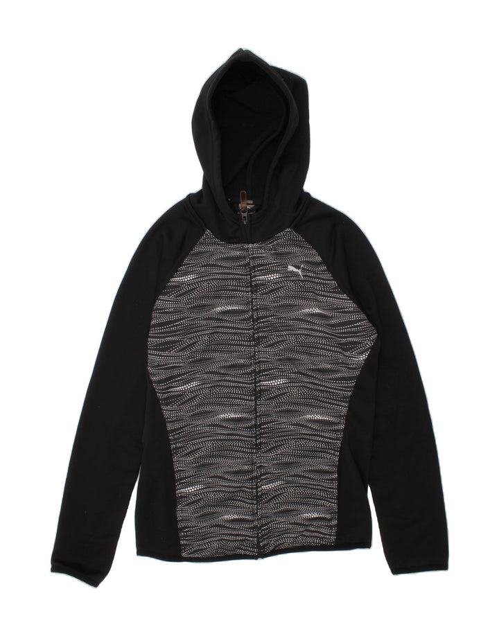 PUMA Girls Zip Hoodie Sweater 13-14 Years Black Flecked Vintage Puma and Second-Hand Puma from Messina Hembry 