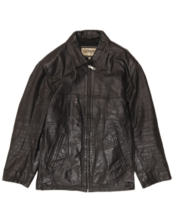 Jaqueta de couro masculina vintage UK 36 pequena preta