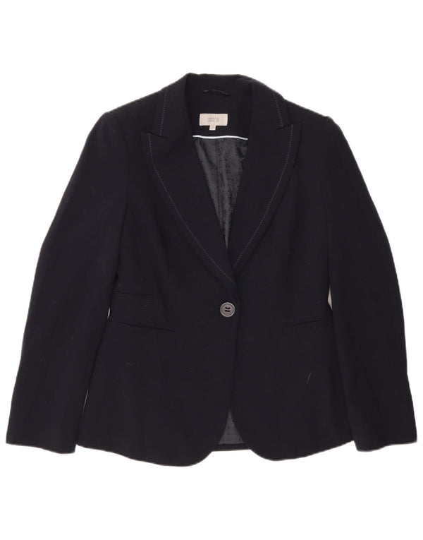 Jaqueta blazer feminina Marks & Spencer com 1 botão Reino Unido 12 médio azul marinho