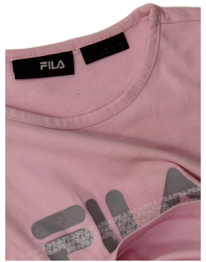 Camiseta feminina FILA Crop Graphic Top UK 10 Pequeno Rosa