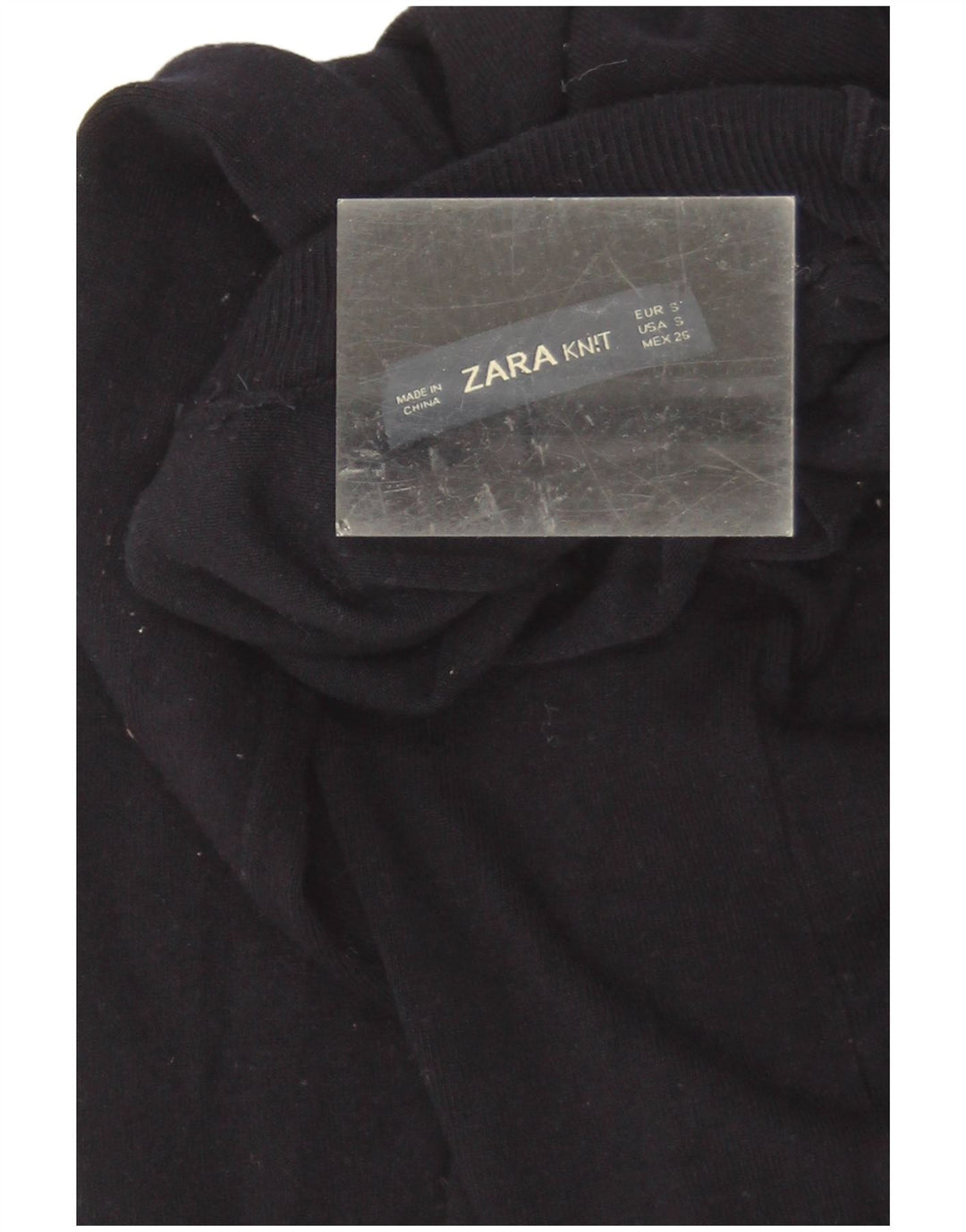 Suéter feminino Zara com gola redonda e viscose azul marinho pequeno Reino Unido 8