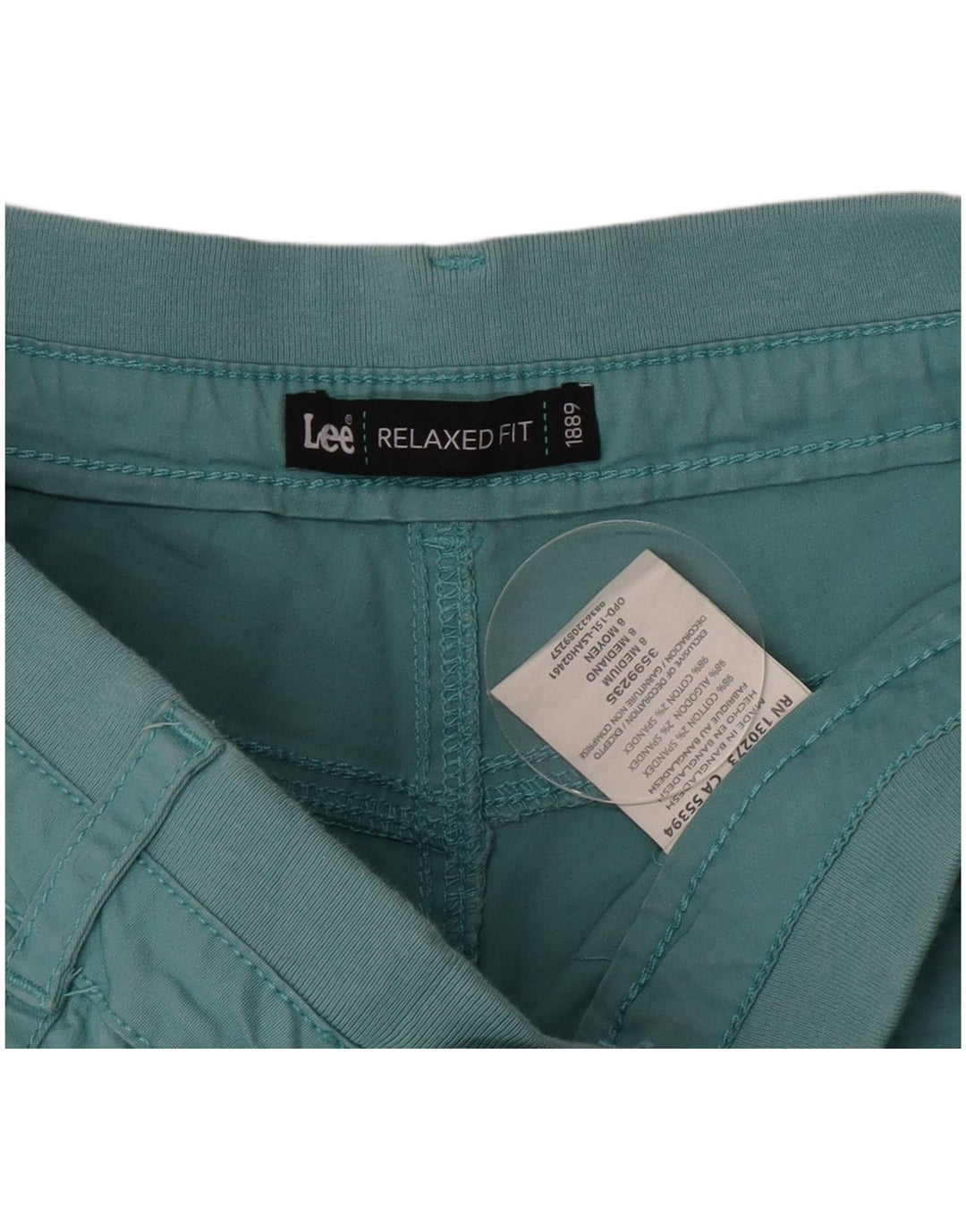 Shorts cargo feminino Lee com ajuste relaxado EUA 8 médio W30 algodão turquesa