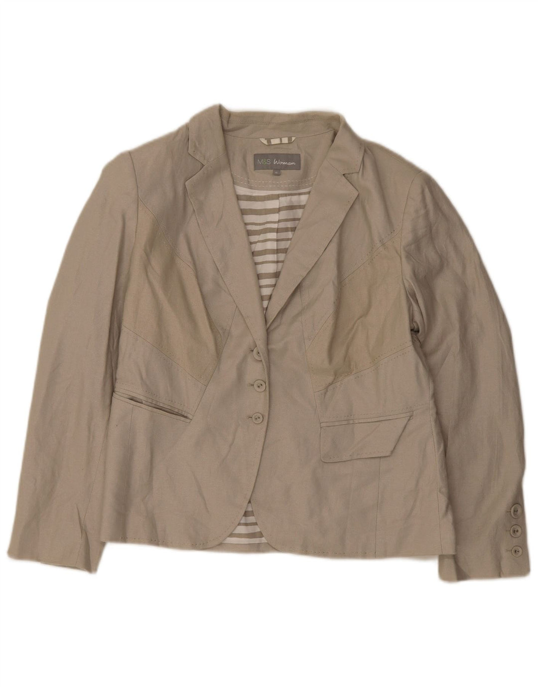 Jaqueta blazer feminina de 3 botões Marks & Spencer Reino Unido 16 grande linho verde