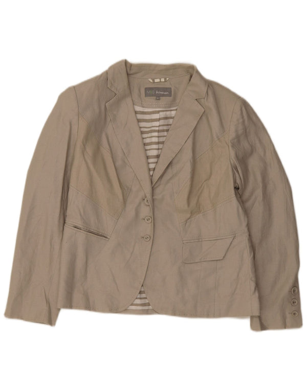 Jaqueta blazer feminina de 3 botões Marks & Spencer Reino Unido 16 grande linho verde
