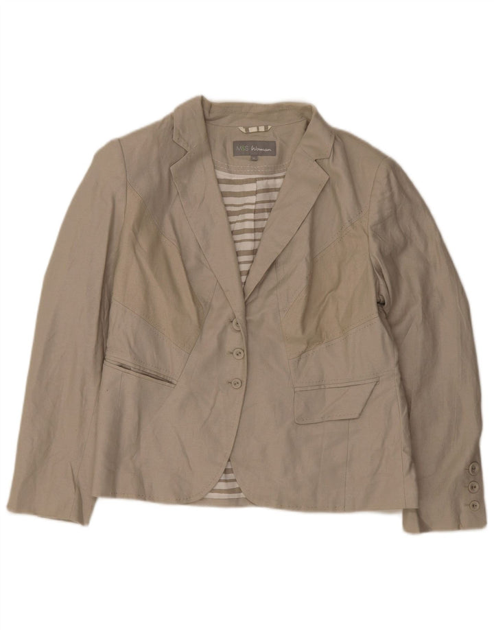 Jaqueta blazer feminina de 3 botões Marks & Spencer Reino Unido 16 grande linho verde