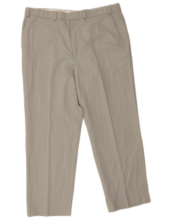Calça chino reta masculina Marks & Spencer W38 L29 poliéster cinza
