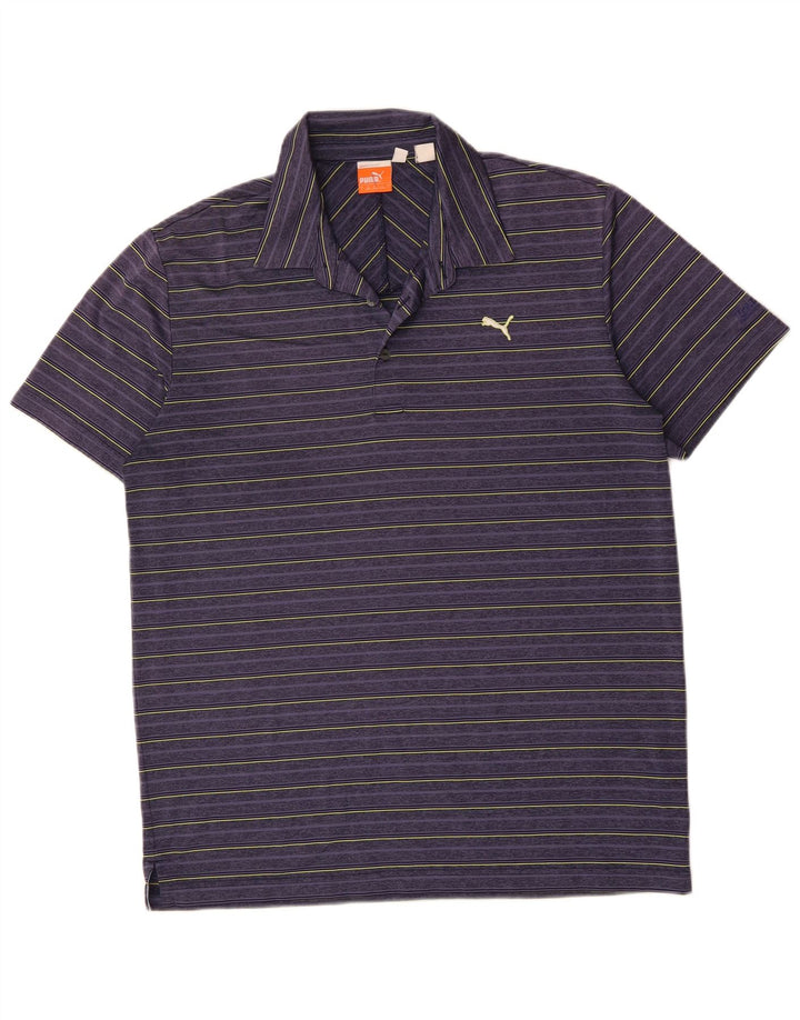 Camisa polo masculina PUMA grande listrada roxa