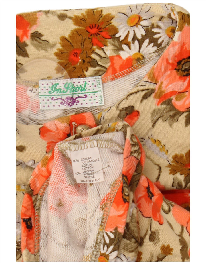 Jaqueta utilitária feminina vintage IT 42 algodão floral multicolorido médio