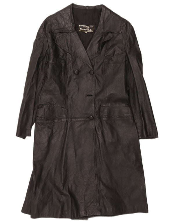 Casaco de couro feminino vintage IT 48 XL Preto
