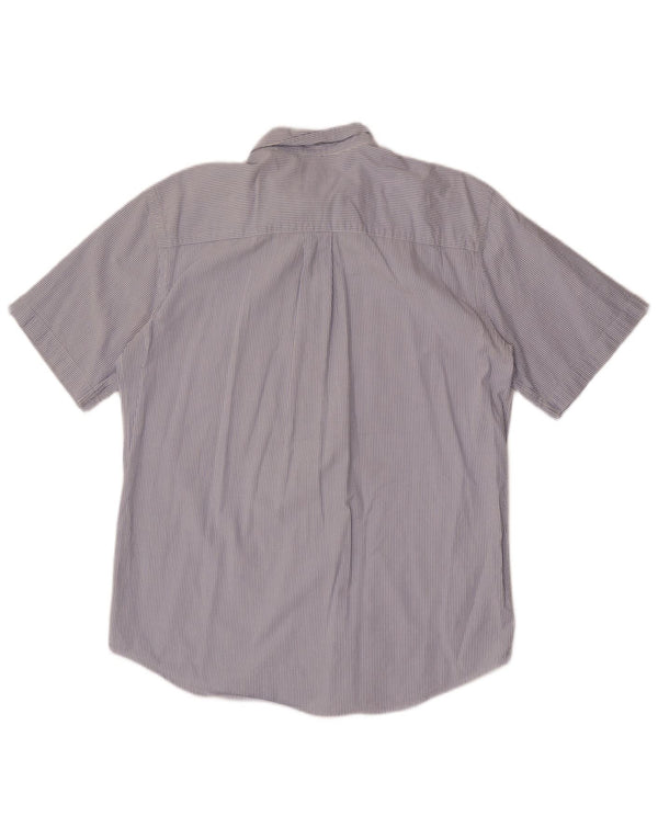 Camisa masculina de manga curta L.L.Bean de algodão listrado azul médio