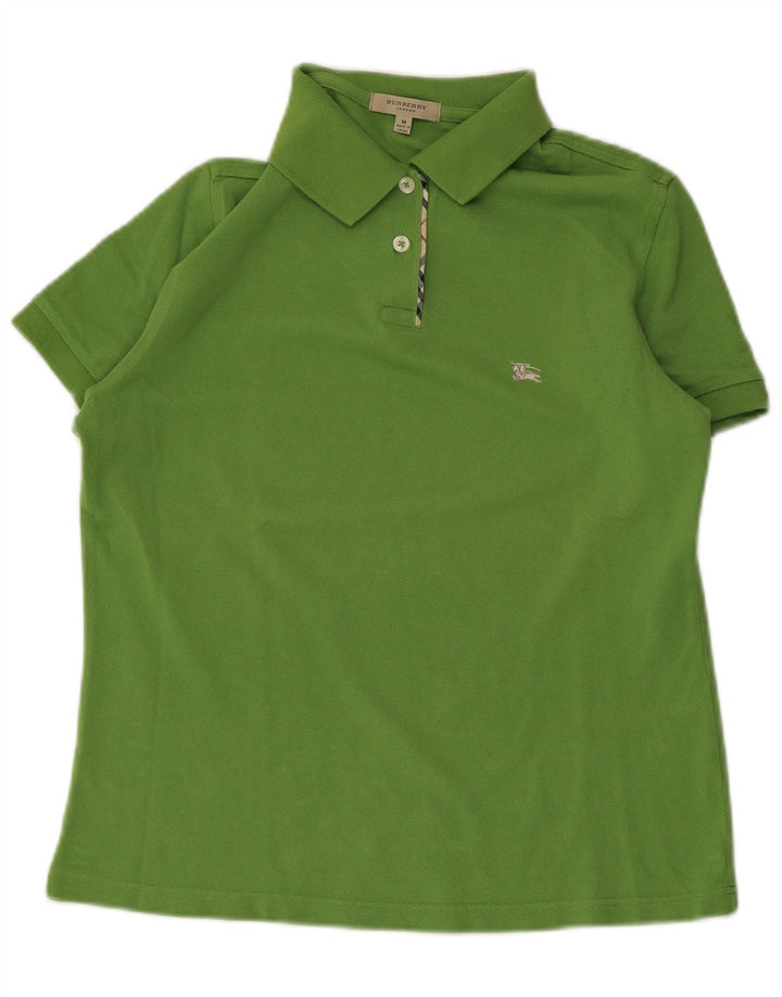 Camisa polo feminina BURBERRY UK 12 algodão verde médio