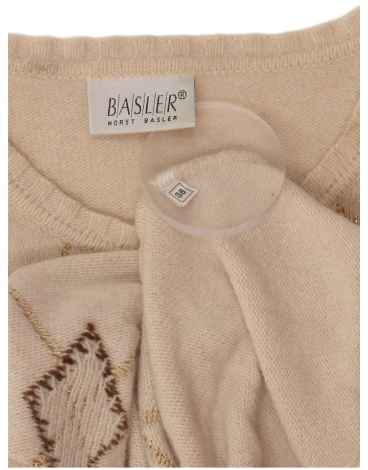Suéter feminino BASLER com gola canoa EU 38 Médio Bege Argyle/Diamante