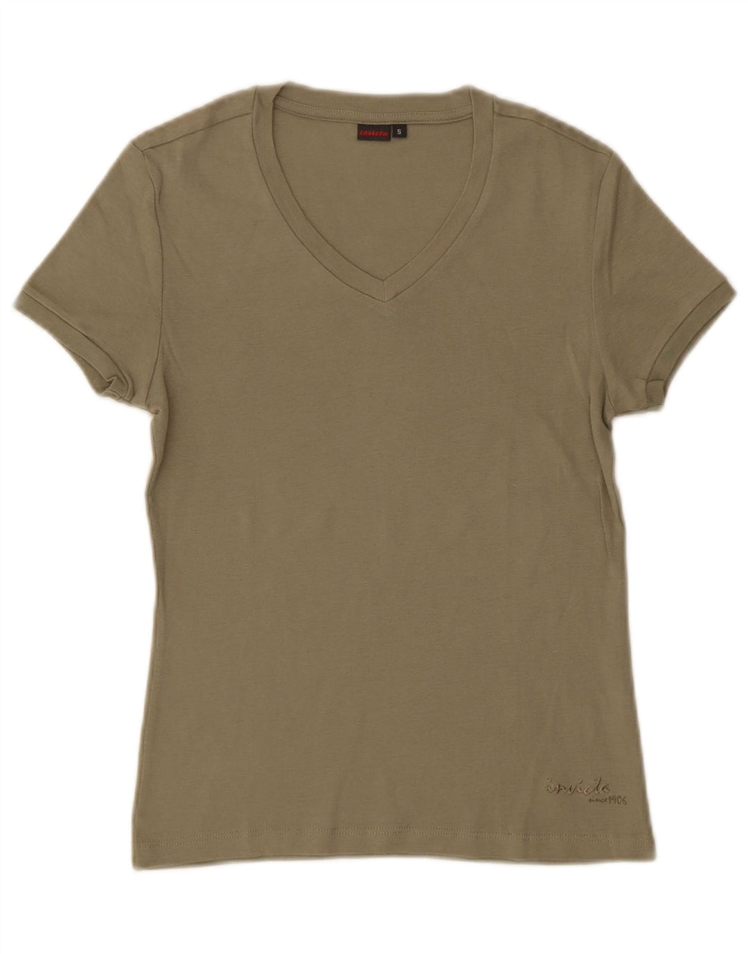 Camiseta feminina Invicta UK 8 pequena algodão cáqui