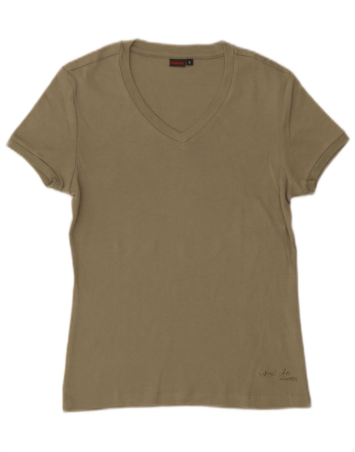Camiseta feminina Invicta UK 8 pequena algodão cáqui
