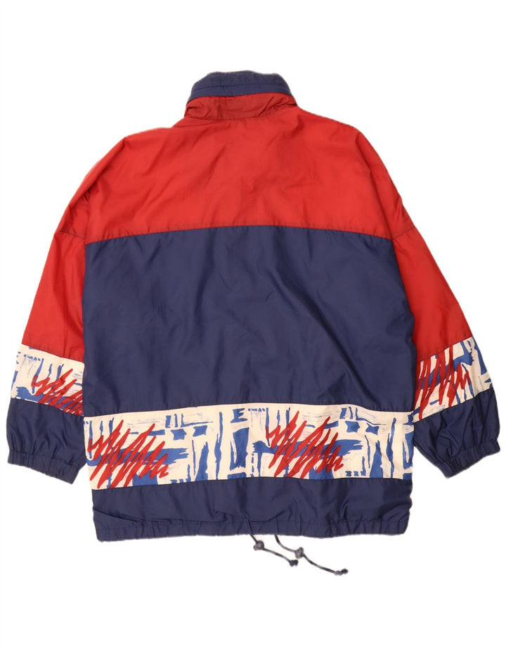 Jaqueta de chuva masculina vintage UK 42 XL azul marinho colorblock
