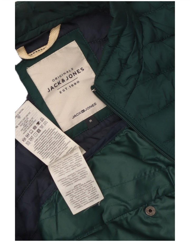 Jaqueta acolchoada masculina JACK & JONES UK 38 poliéster verde médio