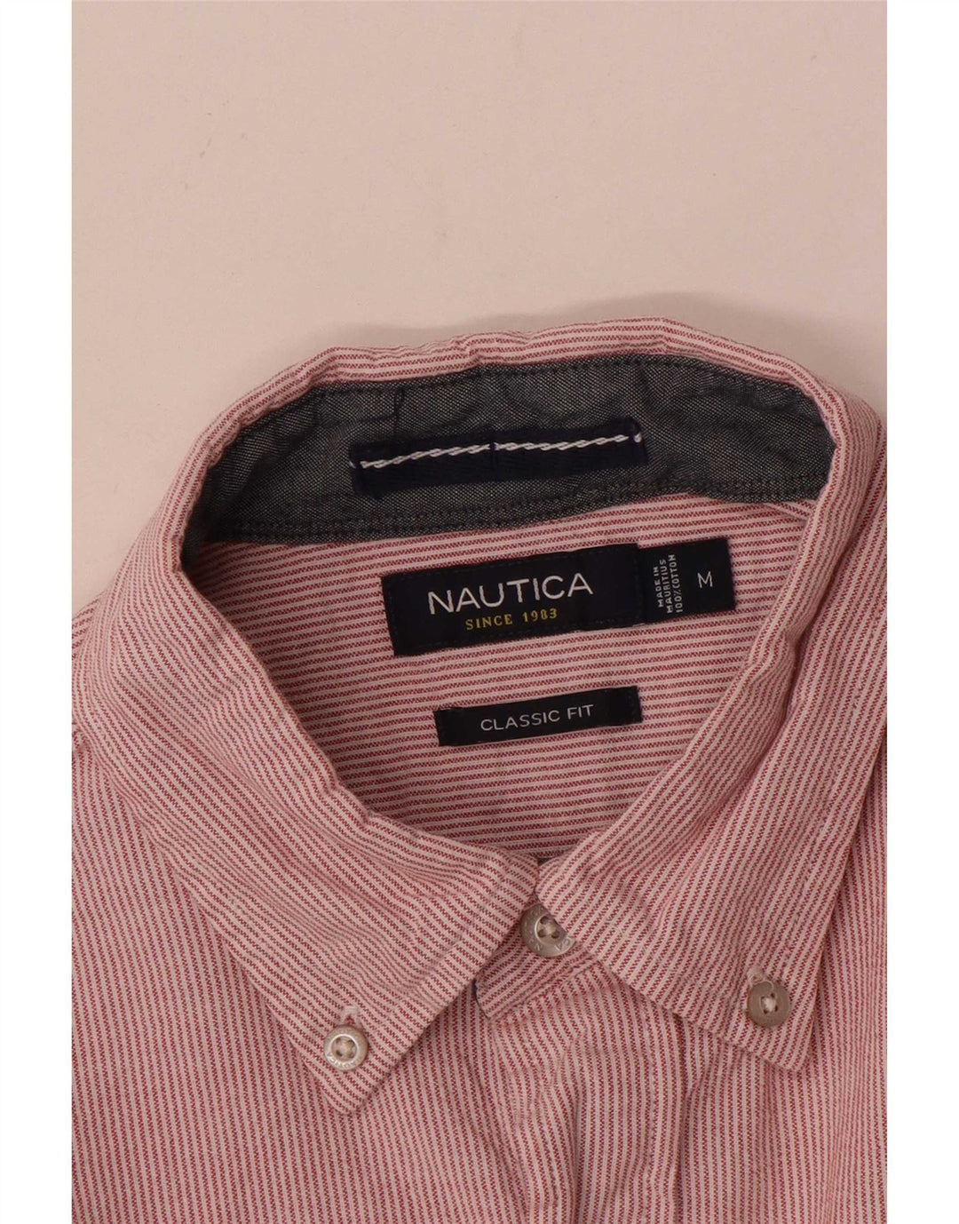 Nautica Camisa masculina clássica de ajuste médio algodão listrado vermelho