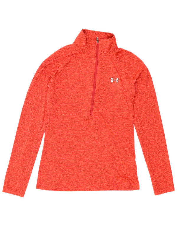 Under Armour Womens Heat Gear Pulôver Treino Top Reino Unido 6 XS Laranja Flecked