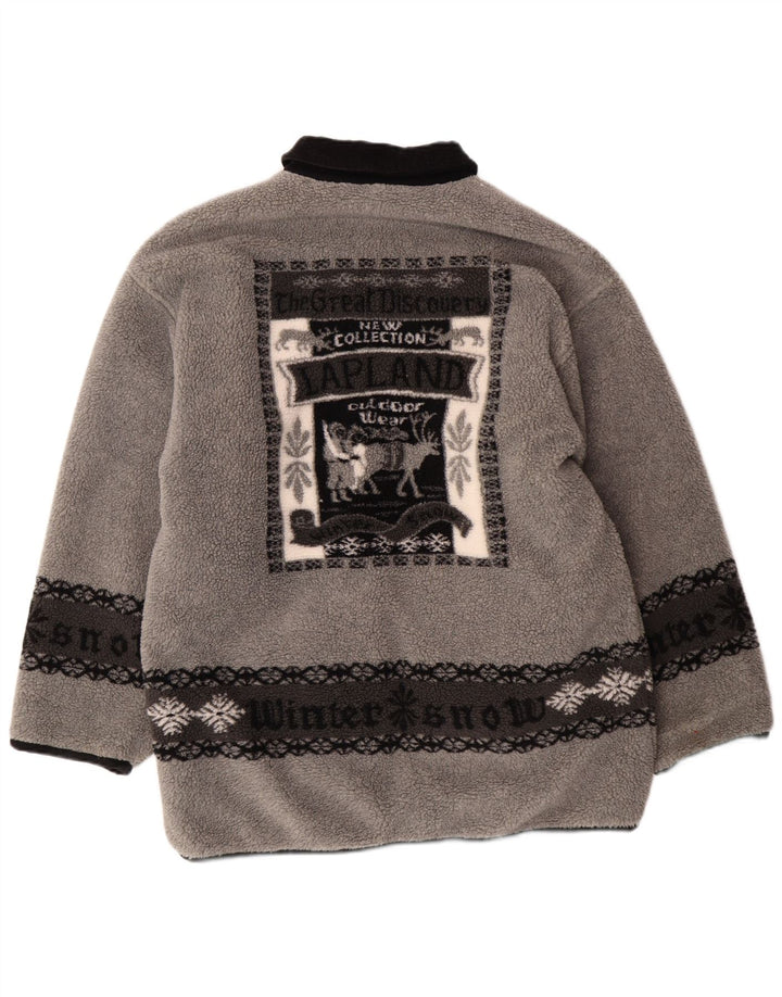 Jaqueta masculina de lã reversível gráfica VINTAGE UK 38 cinza médio Fair Isle