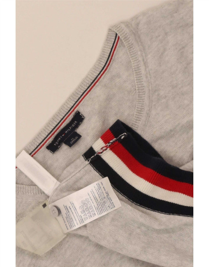 Suéter cardigã feminino Tommy Hilfiger UK 14 listrado cinza médio