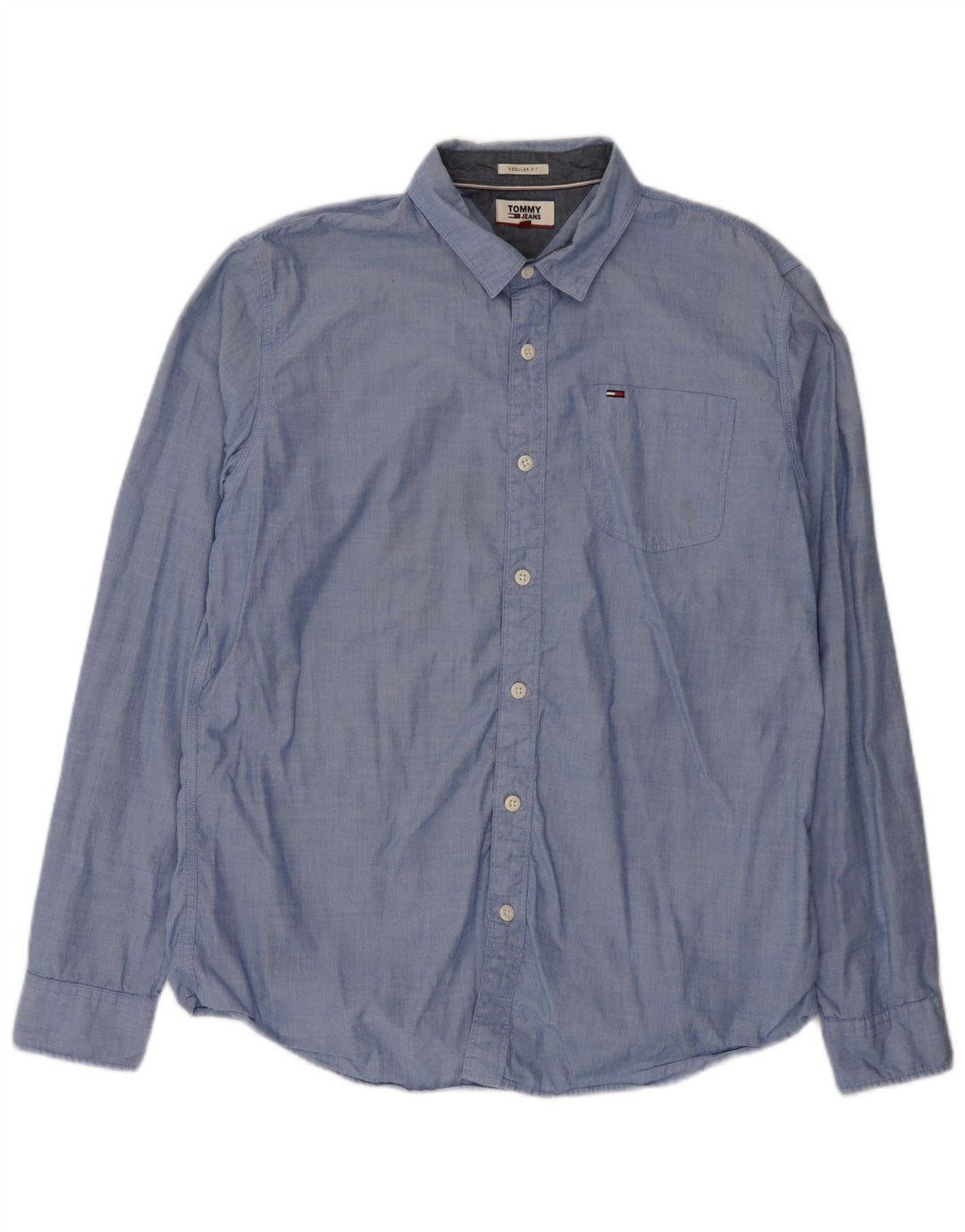 Camisa masculina Tommy Hilfiger Regular Fit grande algodão azul