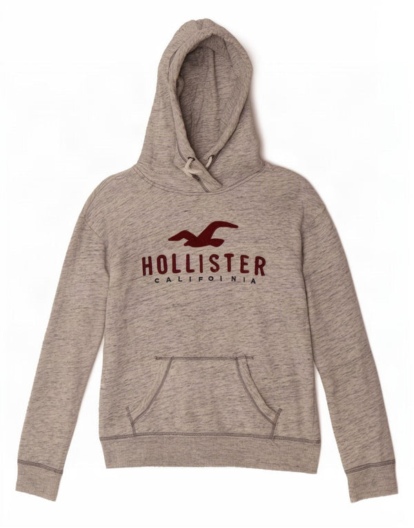 Jumper com capuz gráfico feminino Hollister UK 6 XS cinza manchado