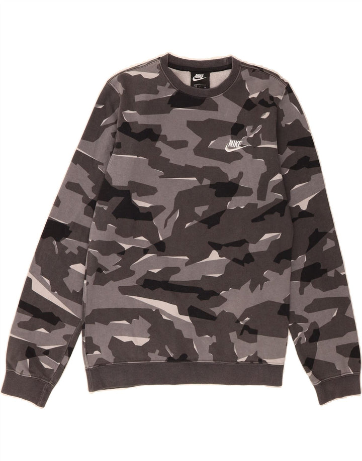 NIKE Mens Sweatshirt Jumper Small Grey Camouflage Cotton Vintage Nike and Second-Hand Nike from Messina Hembry 