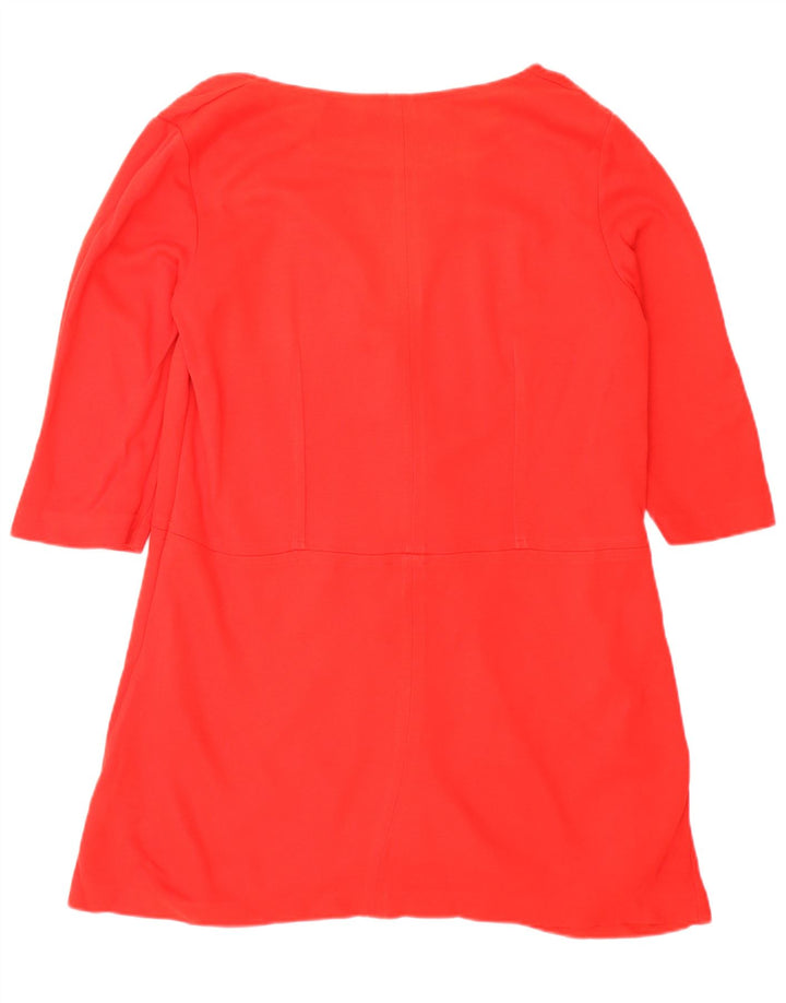 Vestido túnica feminino Zara manga 3/4 Reino Unido 16 grande poliéster vermelho