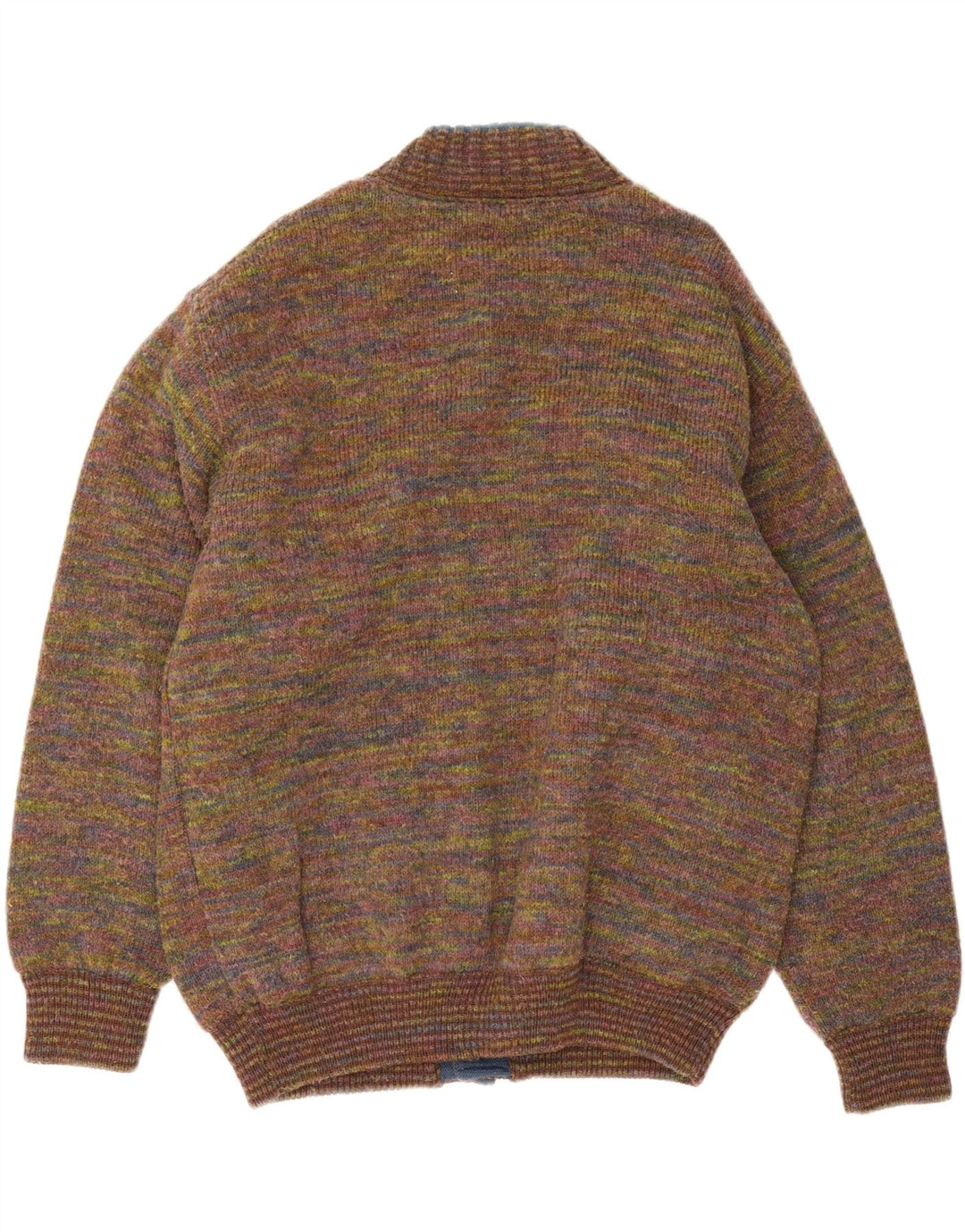 Jaqueta bomber vintage masculina de malha UK 42 XL lã manchada multicolorida