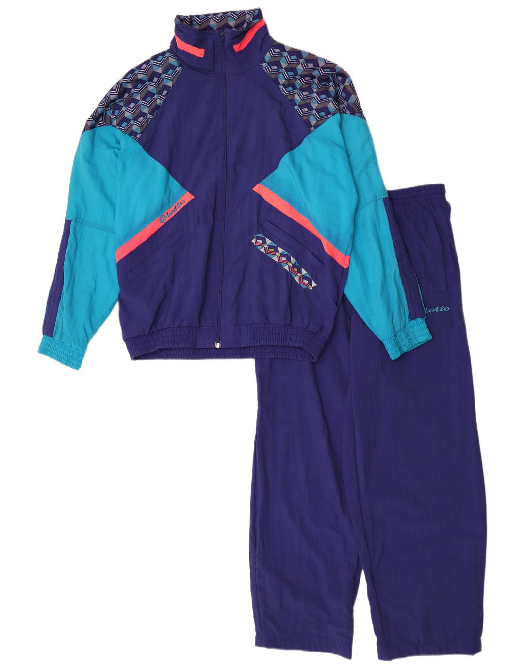 Lotto masculino completo agasalho médio azul colorblock nylon