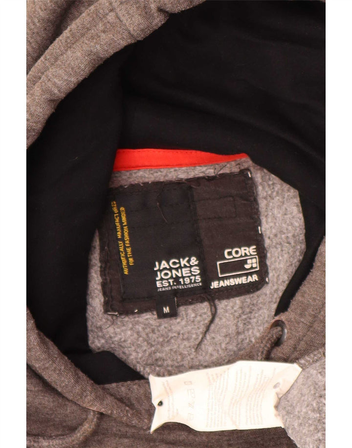 Suéter com capuz gráfico masculino Jack & Jones algodão cinza médio