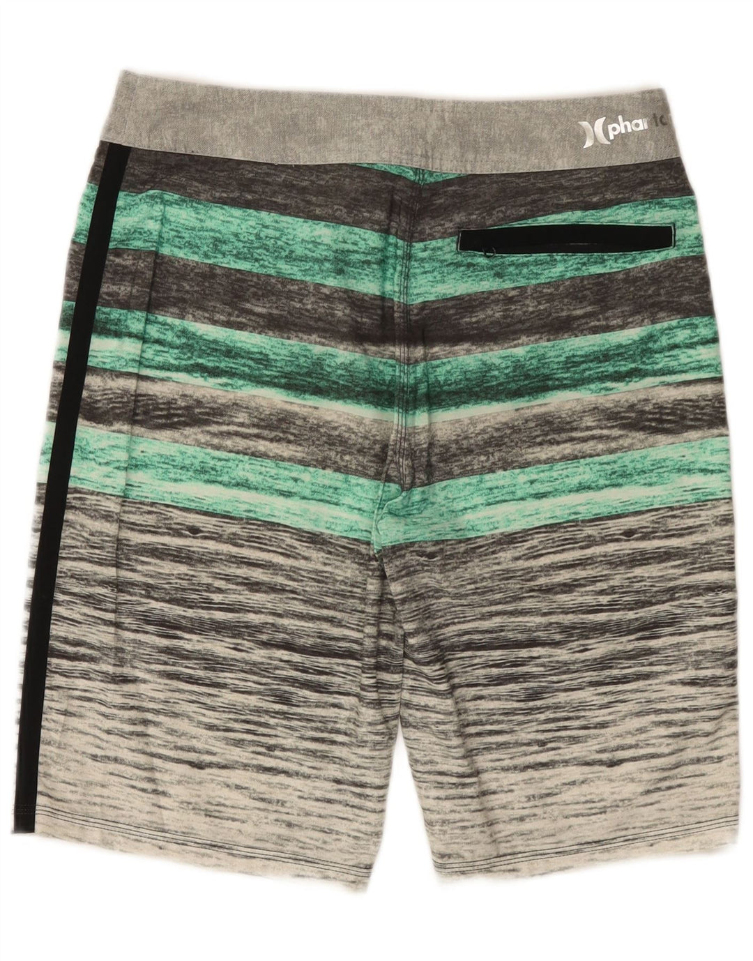 Shorts de natação masculino Hurley pequeno poliéster listrado cinza