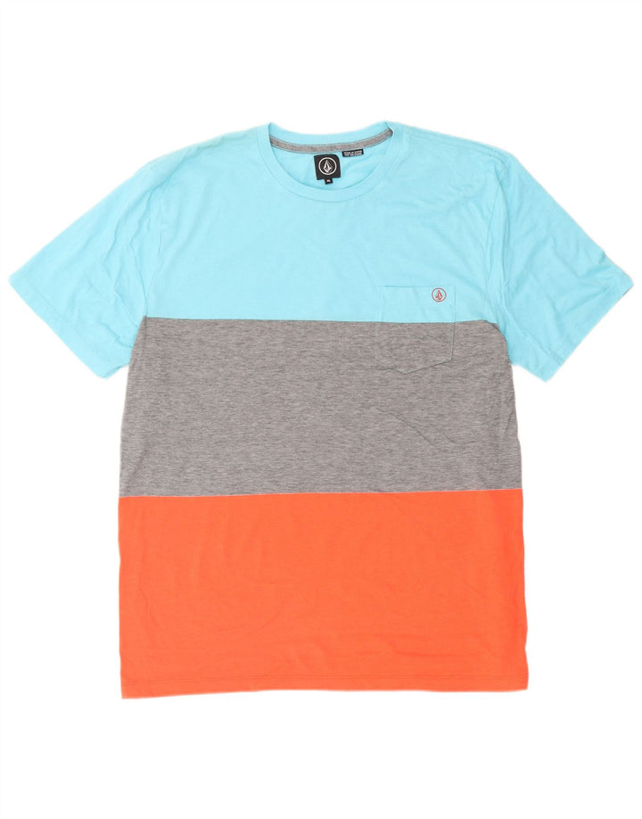 Camiseta masculina gráfica Volcom Top XL algodão colorblock multicolorido