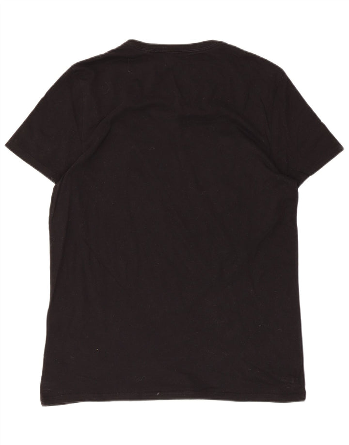 Camiseta masculina gráfica GUESS de algodão preto médio