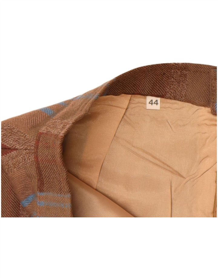 Saia reta feminina vintage de cintura alta IT 44 médio W26 xadrez marrom