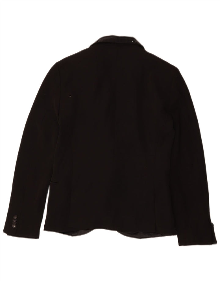 ZARA Jaqueta Blazer Feminina com 1 Botão Reino Unido 10 Pequena Poliéster Preta