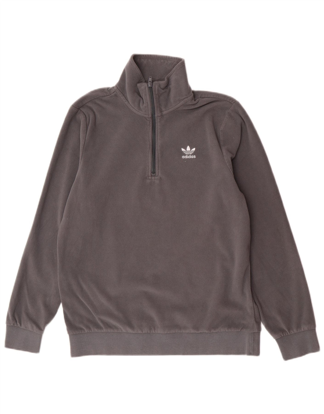 Adidas Mens Zip Neck Fleece Jumper Cinza Médio Poliéster