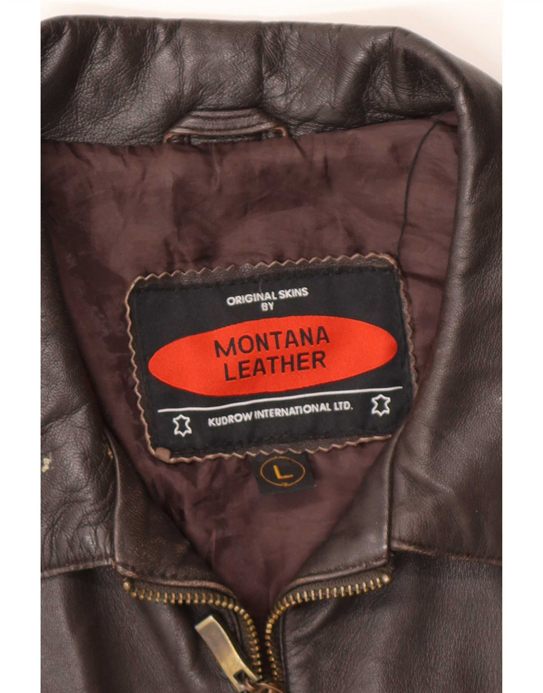 Jaqueta de couro masculina MONTANA UK 40 grande marrom