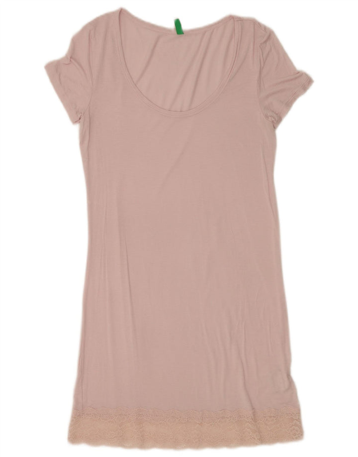 Vestido feminino Benetton UK 8 pequeno viscose rosa